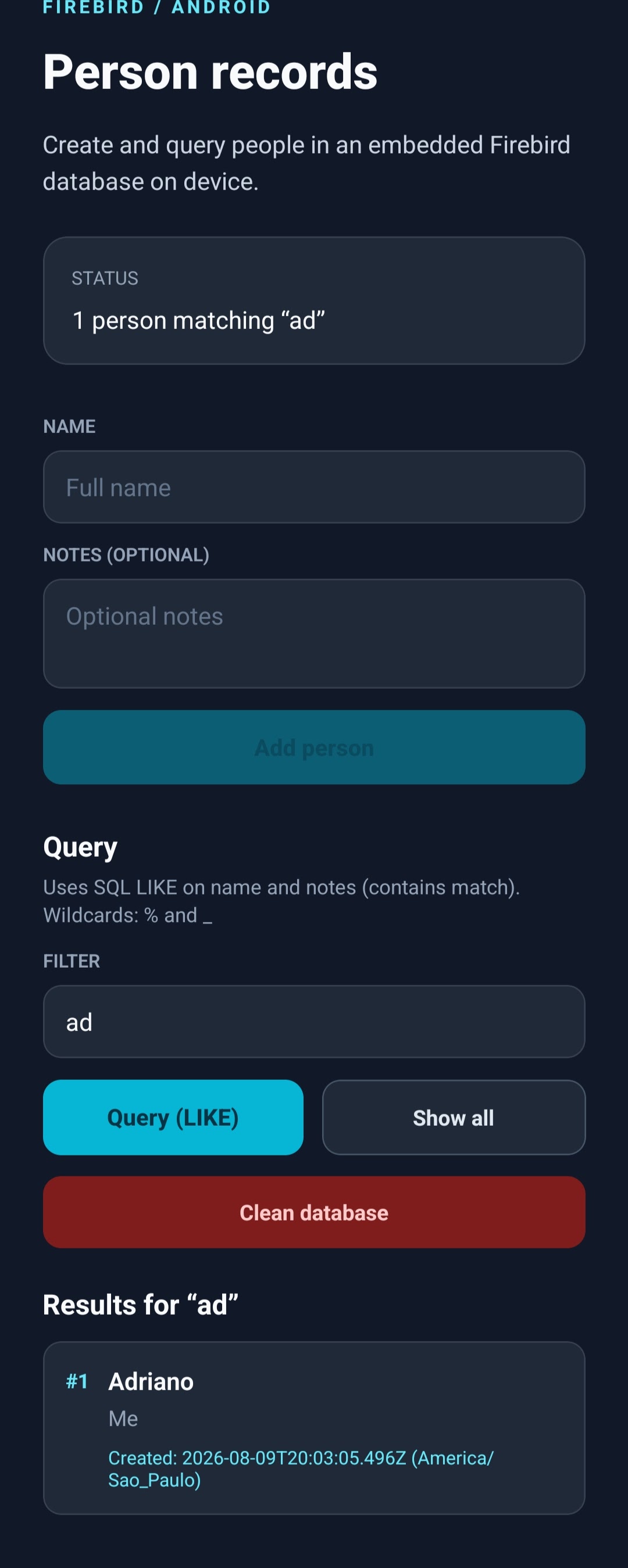 React Native Firebird persons example