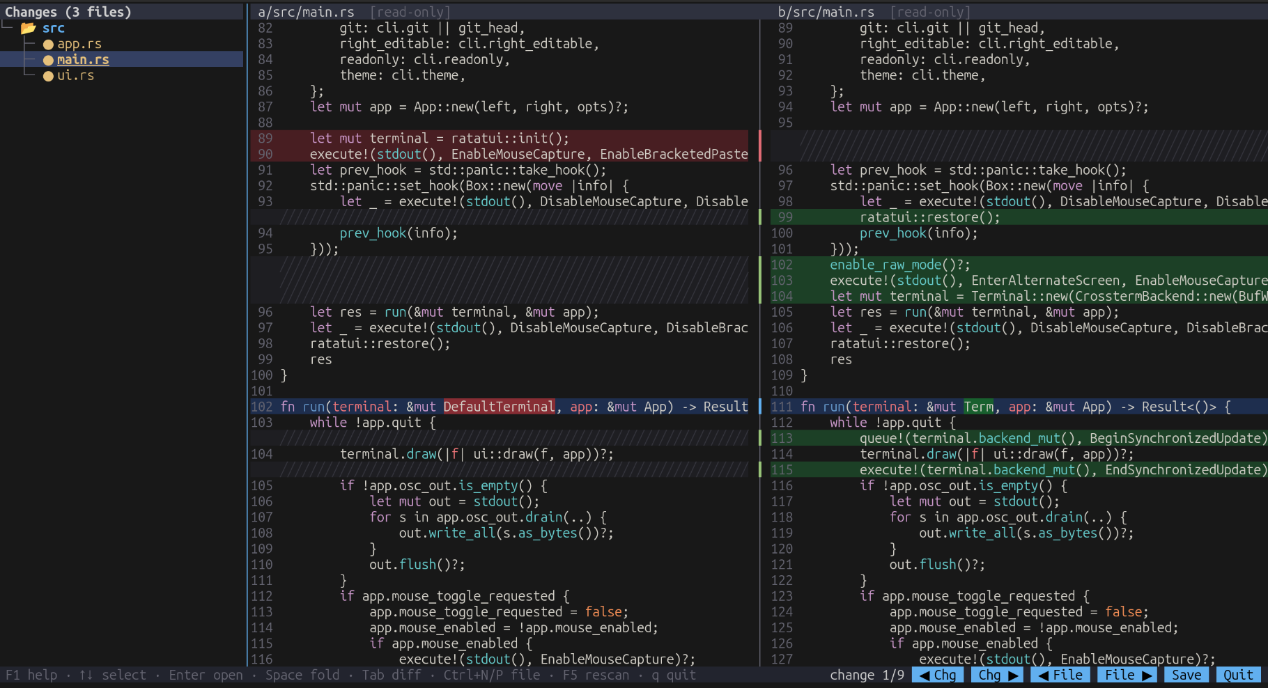 tuidiff screenshot